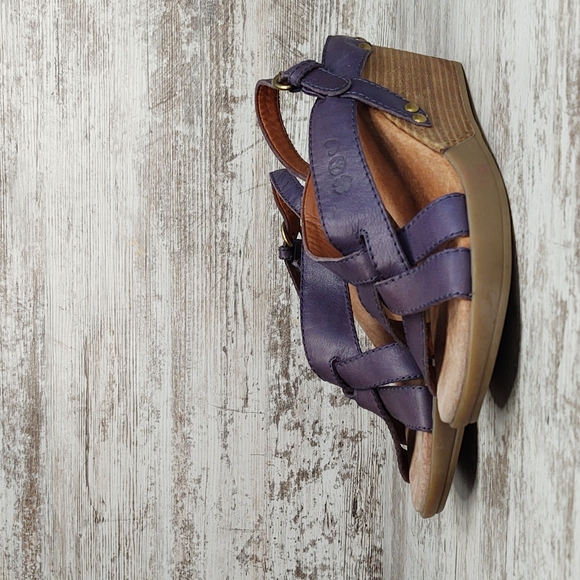 🟥NWOT Lucky Brand Bree Purple Leather Strappy Platform Wedge Sandal - Picture 3 of 16